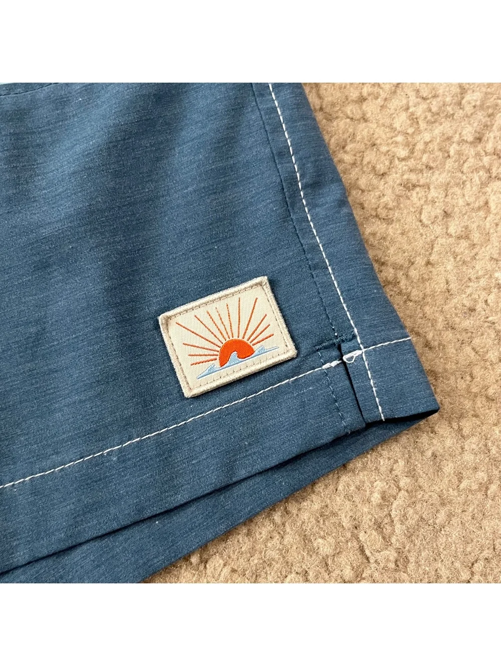 Faherty Beacon Jade & Navy Blue Colorblock Swim Trunks Size Large